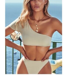 Sage green one shoulder bikini set